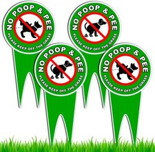 4 PC No Pooping Dog Signs For Yard - 12x6 Double Sided Dibond Green dog set 4