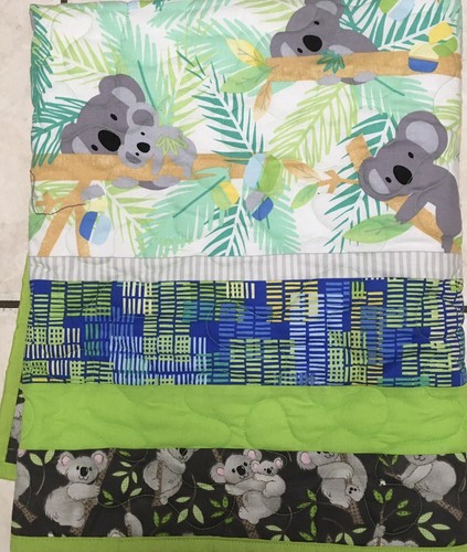 Benartex Koala Baby/ Child’s Quilt 32x50” Green W/ Dark Border Mama & Baby Koala - Picture 4 of 6