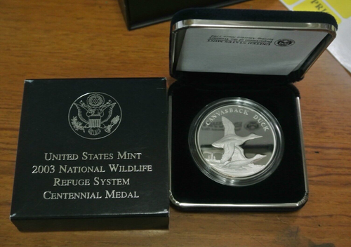 2003 Silver National Wildlife Refuge System Medal: CANVASSBACK Duck (Proof) - Picture 11 of 14