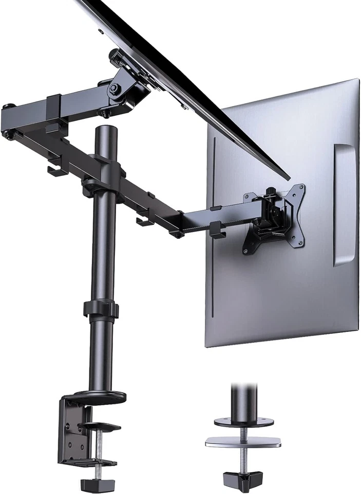 Eono Dual Monitor Stand with Height Adjustable Arm Mount, Screen Tilt - Image 2 of 4