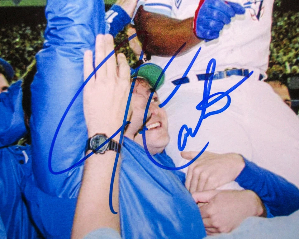Foto firmada por Joe Carter 1993 Blue Jays Serie Mundial 11x14 prueba exacta certificado de autenticidad JSA Foto 2 de 4
