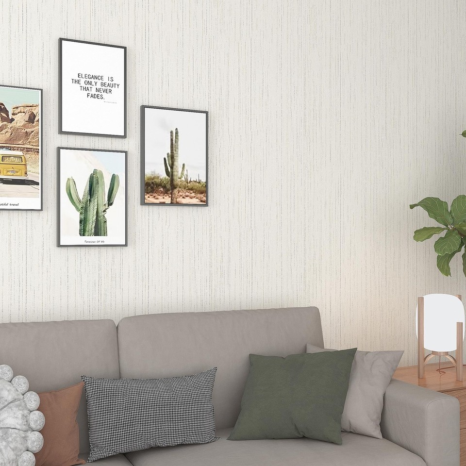 Taupe Grasscloth Peel and Stick Wallpaper Textured Neutral Faux