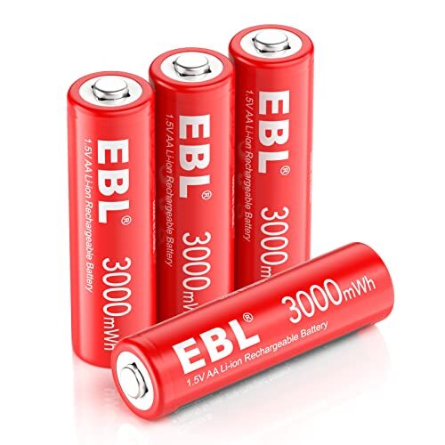 Rechargeable AA Batteries, 4 Pack AA Lithium Batteries 1.5V 3000mWh High Capa...-image
