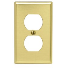 SATIN BRASS Finish 1-Gang DUPLEX RECEPTACLE WALL PLATE Metal NEW 25-1911