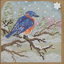 Snowy Bluebird Cross Stitch Kit Mill Hill 2025 Buttons Beads Winter