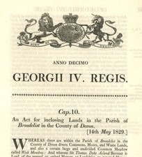 Antique Act of Parliament Inclosing Lands Broadclist County of Devon 1829 