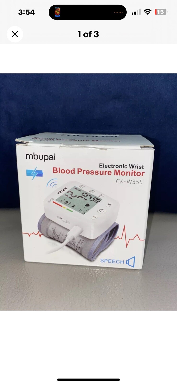 Mbupai CKW355 White Electronic Wrist Blood Pressure Monitor W Manual