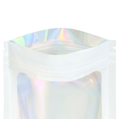 100 Bolsas Iridiscentes Color Brillante, Bolsas Holográficas con Cremallera de Lámina con Ventana Transparente - Imagen 6 de 15