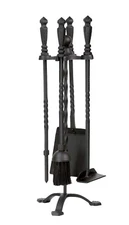 Dagan Five Piece Wrought Iron Stove Fireplace Tool Set, Black #1105