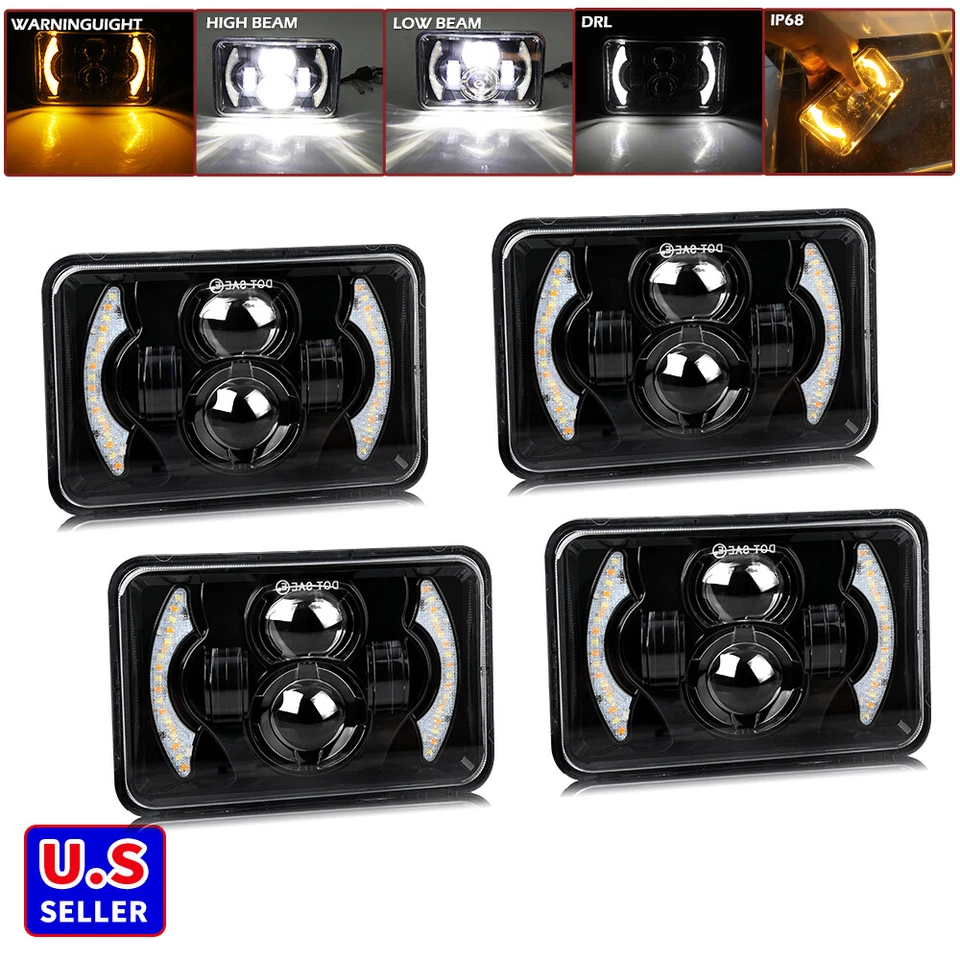 4 piezas faros LED alto/bajo haz sellado para Isuzu NQR NPR NPR-HD Kenworth 4""x6" Foto 2 de 4