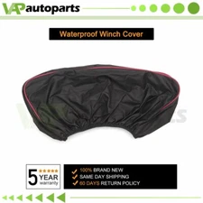For 1pc Winch Cover Heavy Dust Cover Fabric Oxford Textile Black 12000lbs