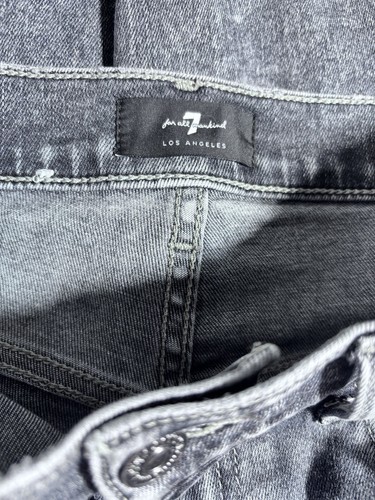 Seven 7 For All Mankind High Waist Cropped Straight Black Distressed Size 28 - Picture 3 of 7