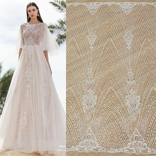 Costume da ricamo matrimonio fai da te tessuto di pizzo Abito da sera Danza  con Lustrini Abito 1 Y | eBay