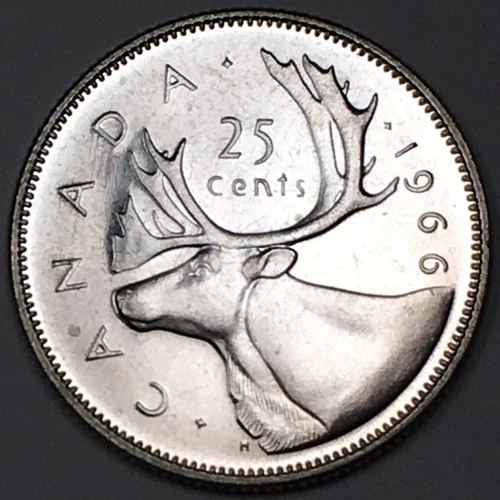1966 Canada 25 Cents 80% Silver - Proof-Like (PL) KM#62 - 6752