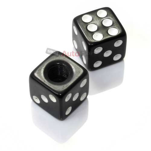 2) Custom Black Dice Tire/Wheel Stem Valve CAPS for Motorcycle Dirt