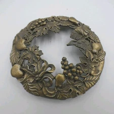Rawcliffe Pewter Jar Cover with Fruit, Leaf & Ribbon Décor--Bronze Tone Finish