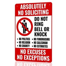 No Soliciting Sign 11.8x7.8" Weatherproof Aluminum Door Sign, Do Not Knock R...