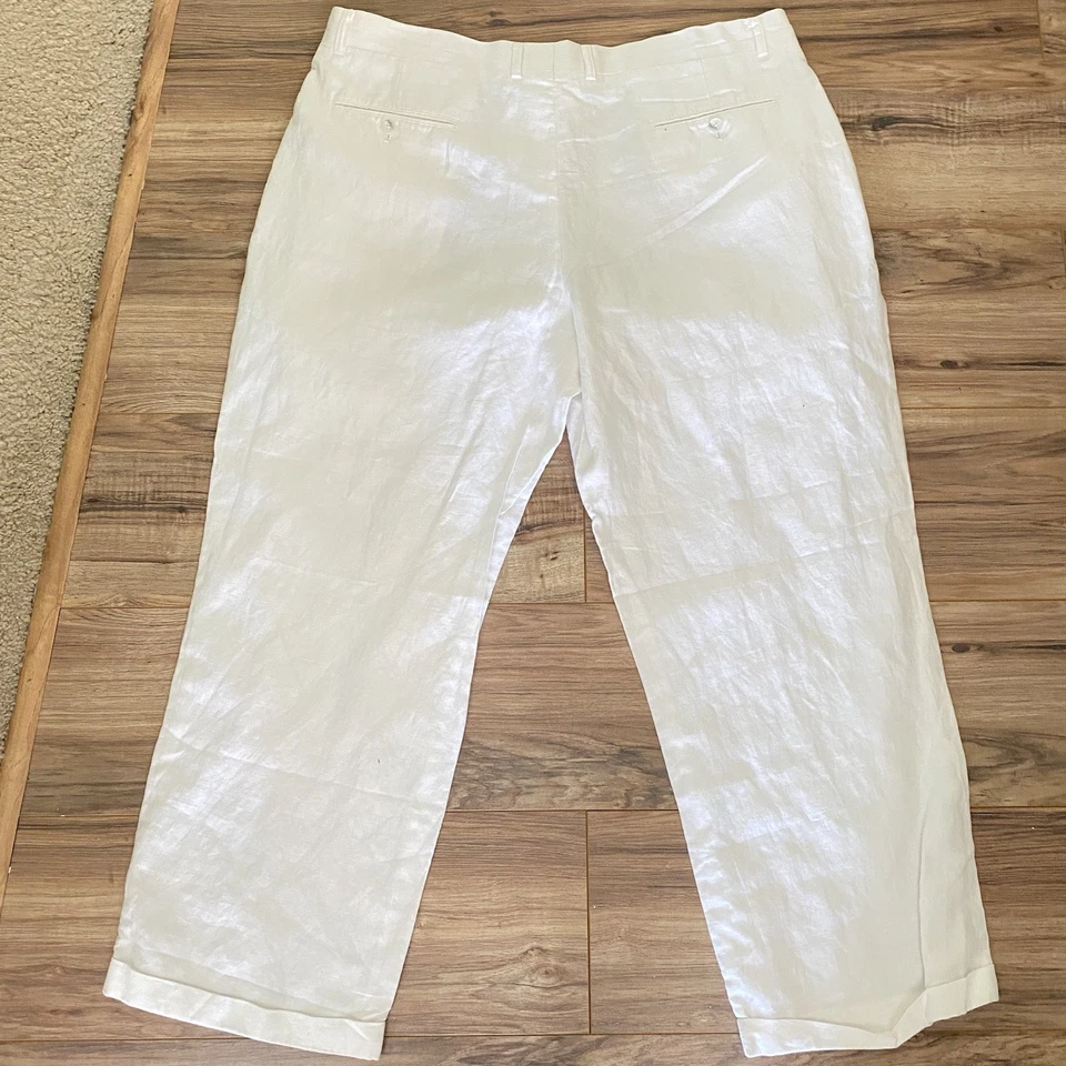 Pantalón Concepts by Claiborne 40 x 30 Blanco Plisado Pantalones LINO 40/30 Foto 4 de 4