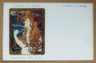 2 CARTES POSTALES ANCIENNES MUCHA CIGARETTES JOB COLLECTION CALENDRIER 1897