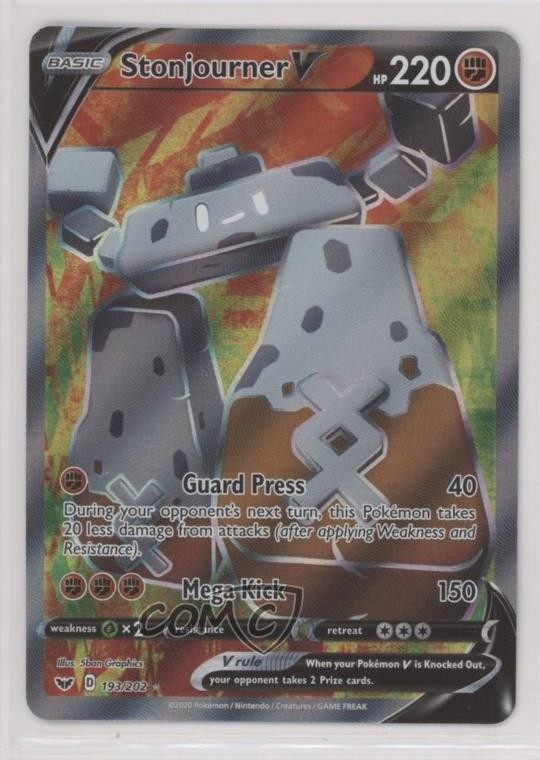 Stonjourner V Ultra Rare Pokemon Sword & Shield #193