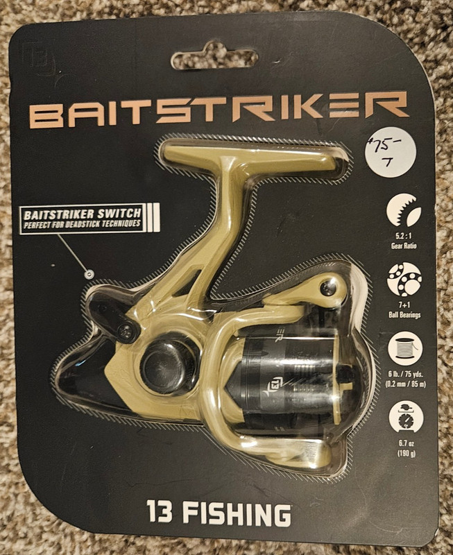 New 1 3 FISHING BaitStriker Spinning Reel. 5.2:1 Gear Ratio with 8 Ball Bearings