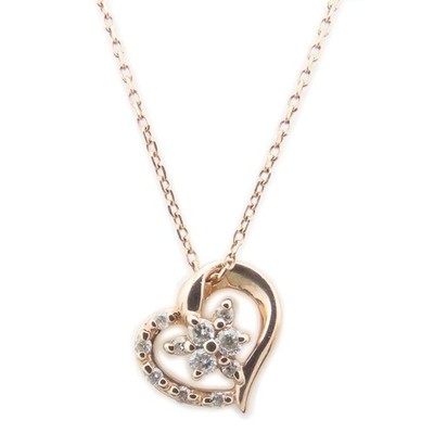 fdcp 10K Pink Gold Heart Necklace 2011 Christmas Limited Diamonds /294661