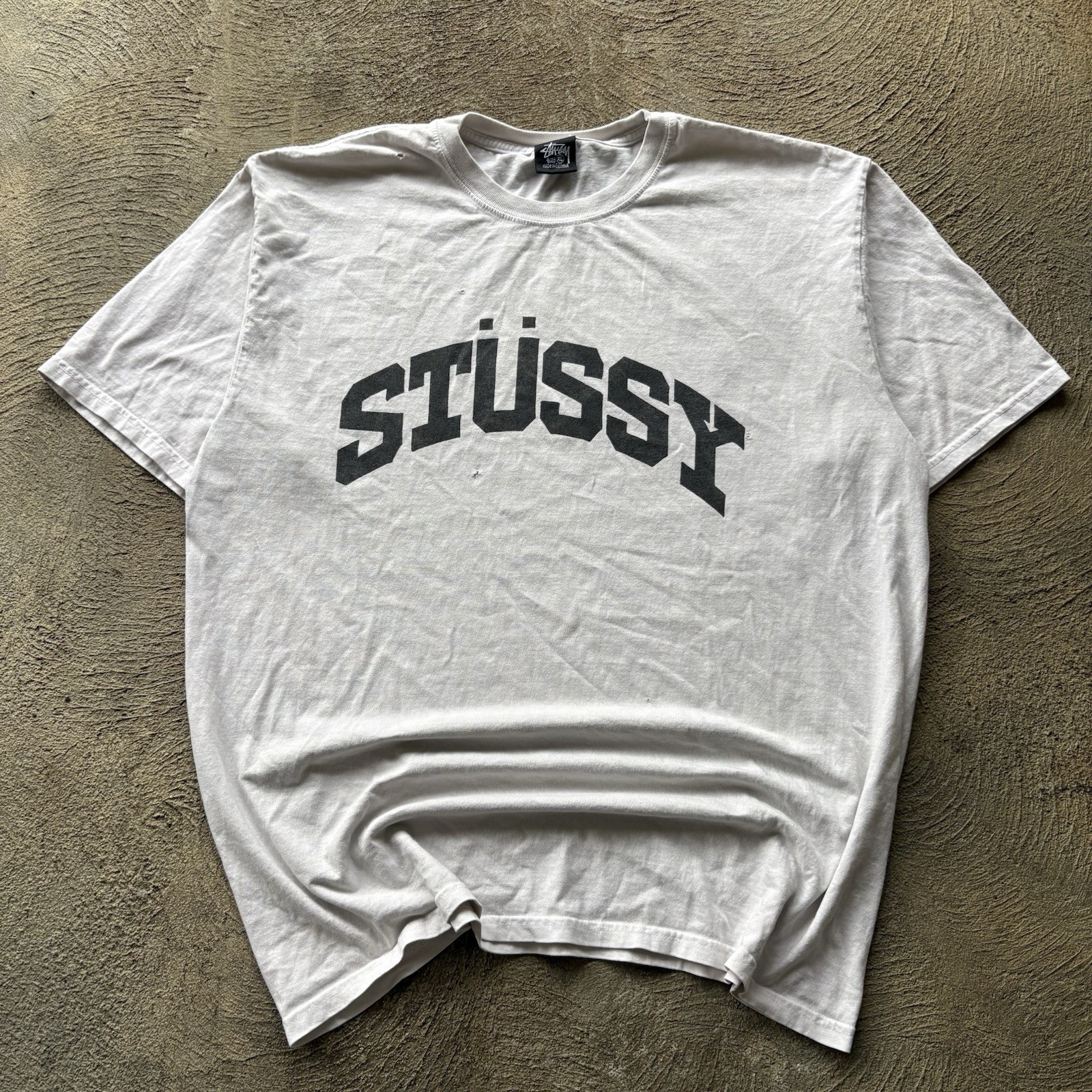 Y2K Stussy blocky letter tee White mens xl