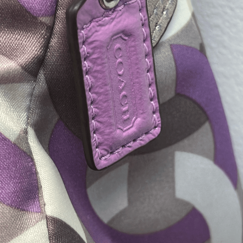 Coach 43315 Mini Madison Chainlink Op Art Satin Leather Handbag Purse Purple - Picture 3 of 8