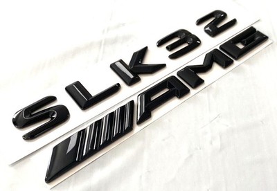 Für Mercedes Benz SLK32 AMG Schriftzug Embleme Aufkleber Badge Schwarz Glänz NEW