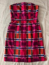 Banana Republic Dress Women's Strapless Size 4 Preppy Midi Multicolor Plaid