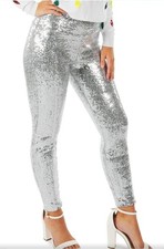 Tipsy Elves Silver Sequin Leggings MULTIPLE SIZES
