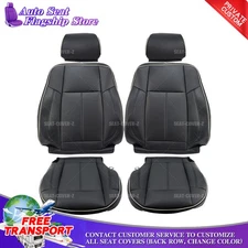 For 2006 - 2010 Hummer H3 Driver Passenger Bottom & Top Leather Seat Cover Black