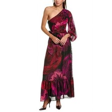 Taylor Women's Metallic One-Shoulder Flounce-Hem Gown Size 14 Missing Belt 