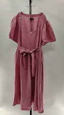 Quince 100% European Linen Maternity Short Sleeve Midi Dress Mauve Mist L