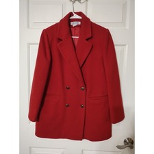 J.G. HOOK Made in USA Jacket 100% Wool Button Up Coat Women's Size 6 Petite Red