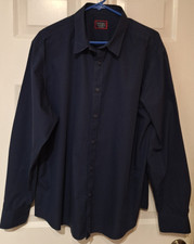 UNTUCKit Men's XL Relaxed Fit Wrinkle Free Long Sleeve Button Up Shirt Navy Blue