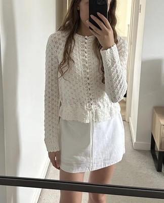 SEZANE Martie Cardigan White Size L Orig. $155 NEW