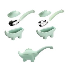 Dinobyrex Baby Fork And Spoon Set Cute Dinosaur Shape Premium Stainless Steel