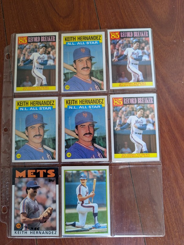 1986 Topps Keith Hernandez Mixed Lot of 8 Cards Regular, AS, RB, Glossy