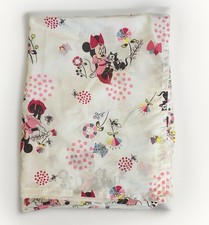 Disney Minnie Mouse Flower Garden Flat Sheet For Toddler Bed White Pink