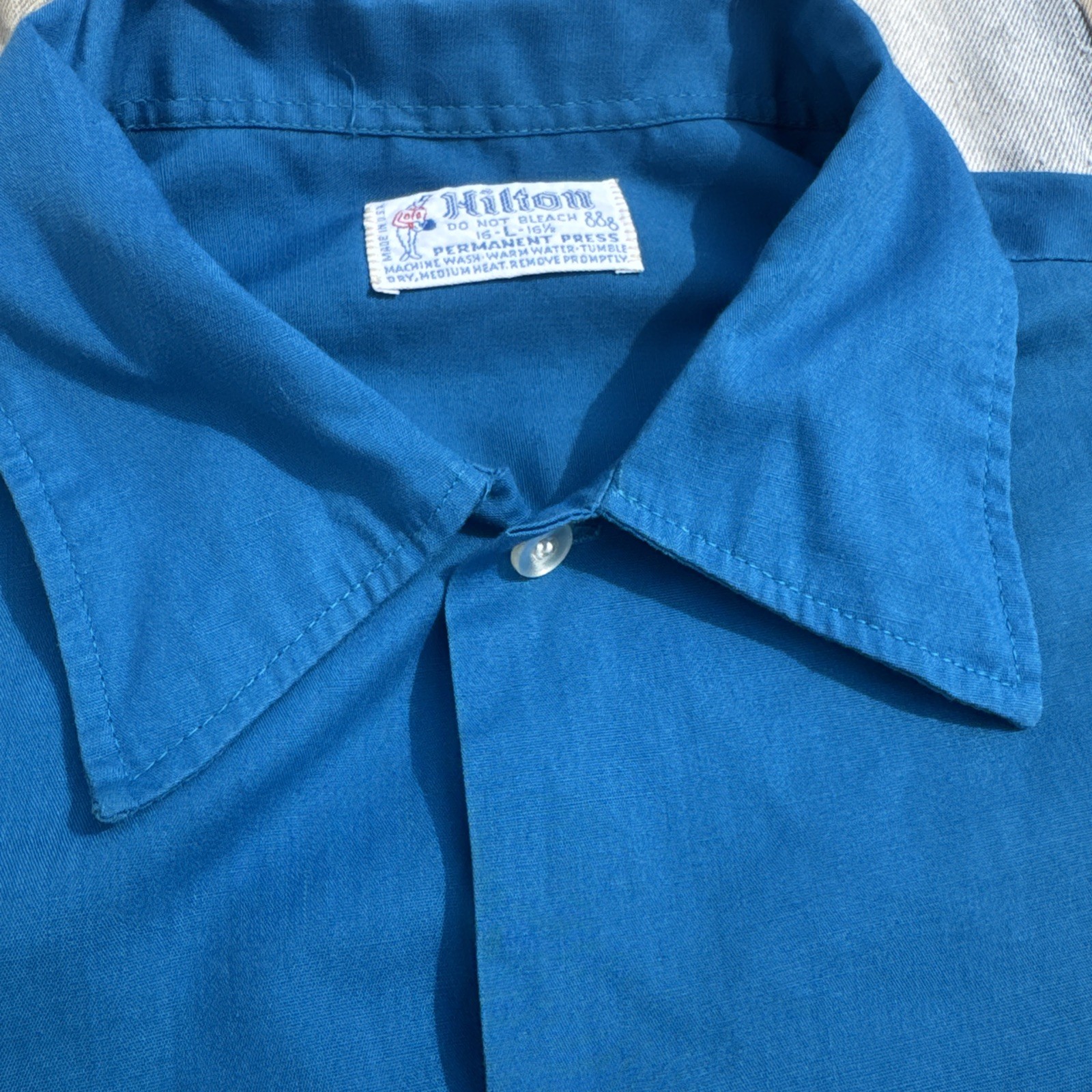 Vintage 1950s Hilton Pepsi-Cola Blue Chain Stitched Button Up Shirt Size Large image 5