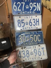 Lot of 4 Vintage Ontario License Plates - 1971 - 1973