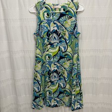 Jude Connally Paisley Dress Blue Green Women’s Small UPF Performance Made in USA