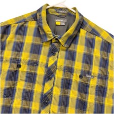 Eddie Bauer Travex Shirt Mens 2XL Tartan Plaid Short Sleeves Nylon Blend Outdoor