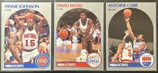 1990 NBA Hoops - 3 Card Lot - Vinnie Johnson, David Rivers, Antoine Carr