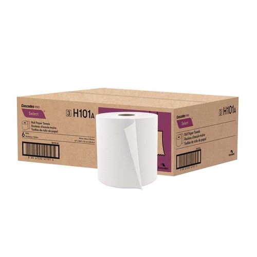 Cascades PRO H101 7.88" x 1000' 1-Ply Roll Paper Towels - White (6/CT) New