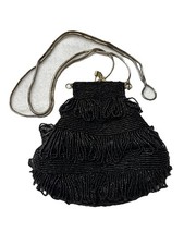 Vintage La Regale Womens Flapper Beaded Purse Shoulder Evening Bag Gold Chain