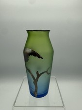 Antique Art Nouveau 6” Opaque Silver Overlay Owl Vase Loetz Carl Goldberg /ro