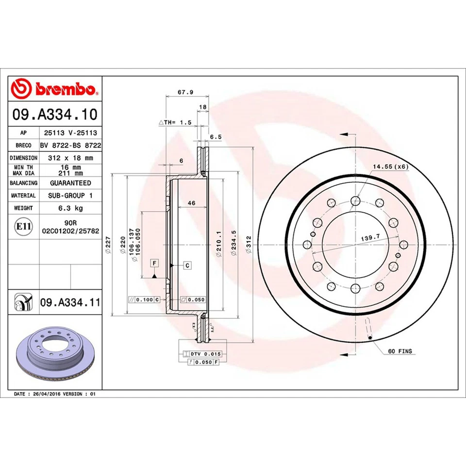 Rotores de freno de disco trasero Brembo pastillas de freno para Toyota 4Runner 2003-2009 Foto 4 de 4