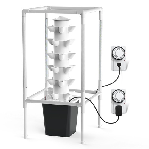 Pump Hydroponic Growing System Tower with Grow Lights 6 Tiers 30 Pods Vertical - 第 11/11 張圖片